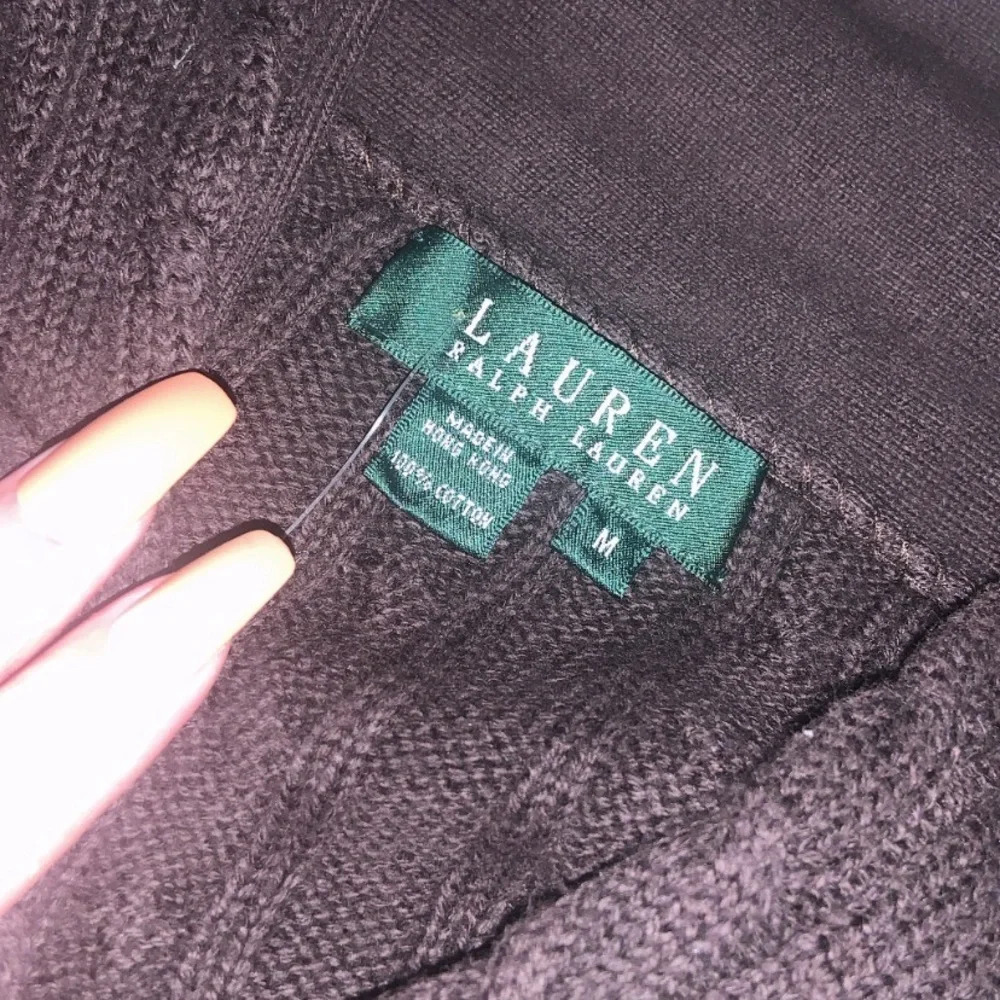 Cable knit brown Ralph Lauren sweater classic fall casual  preppy designer logo - Picture 4 of 5